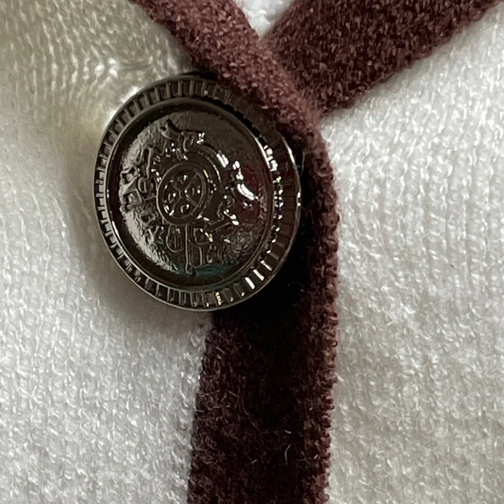 Fate White Short Sleeve Knit Cardigan with Brown Trim - Picture 3 of 8